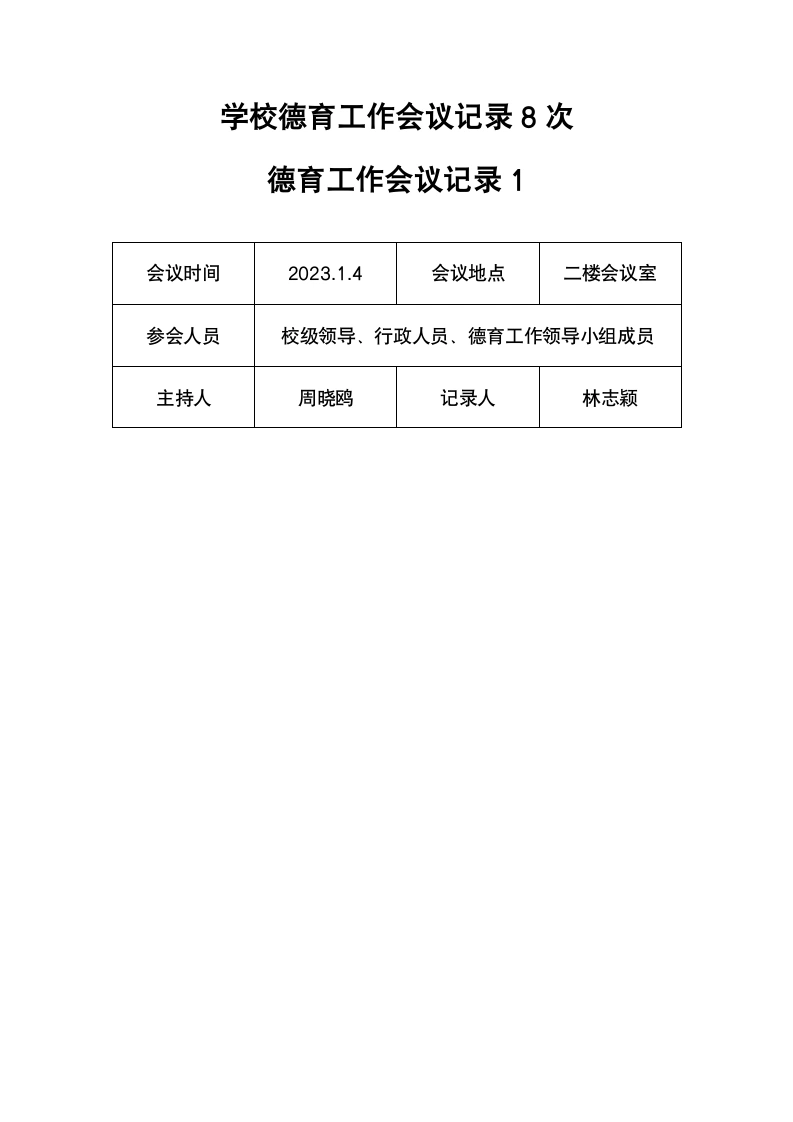 2023春季学校德育工作会议记录8次-教务文库