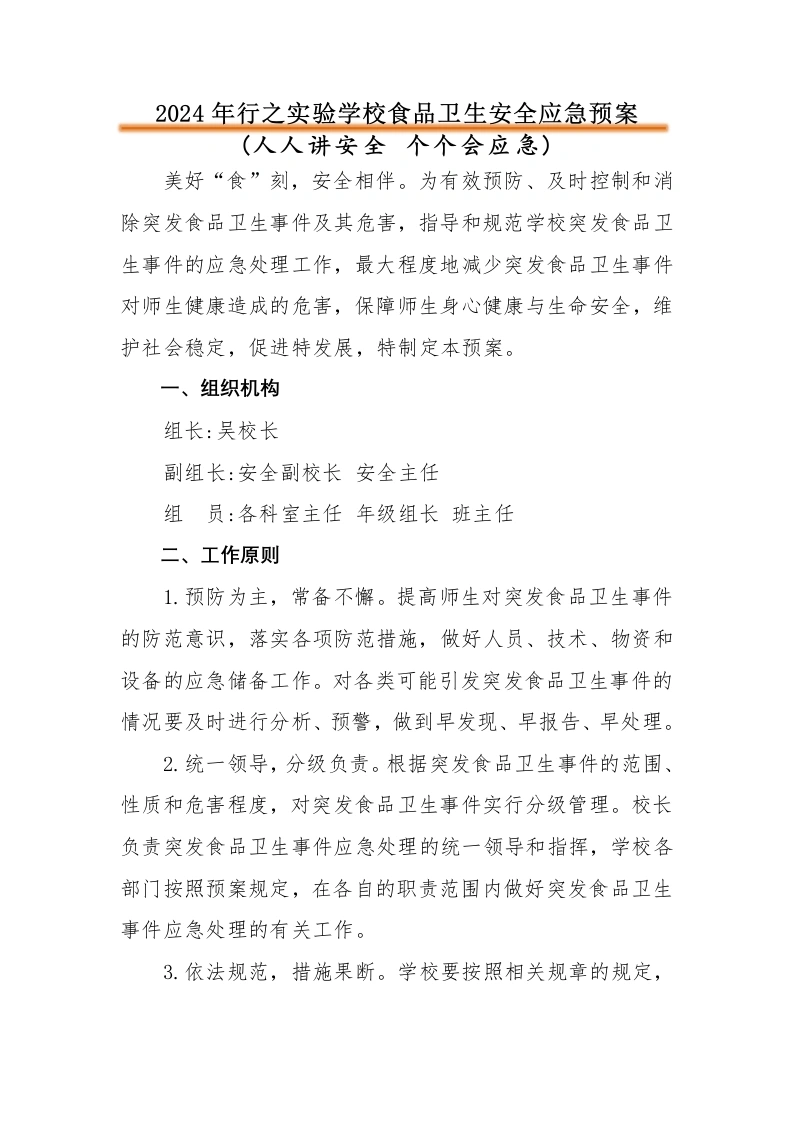 2024年阳阳光实验学校应急预案汇编-教务文库