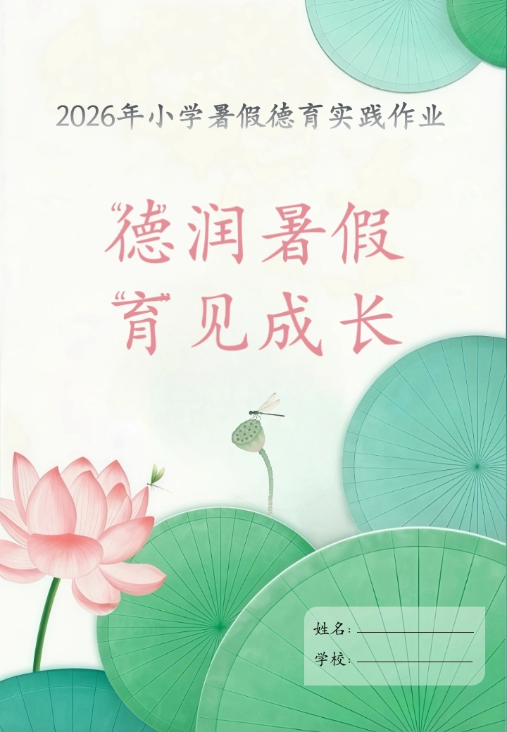 2026【小学】下册暑假德育实践作业（二）：德润暑假，育见成长