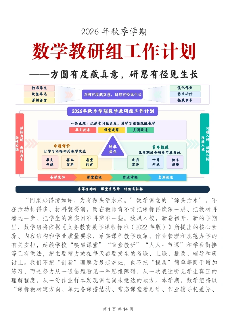 2026年秋季学期数学教研组工作计划——方圆有度藏真意，研思有径见生长-教务文库