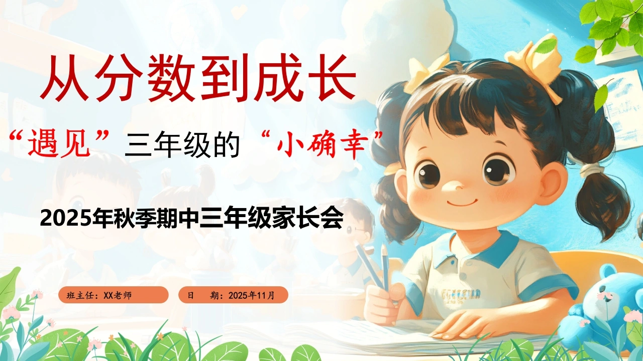 【三年级】【秋季上】【期中】家长会：从分数到成长，“遇见”三年级的“小确幸”