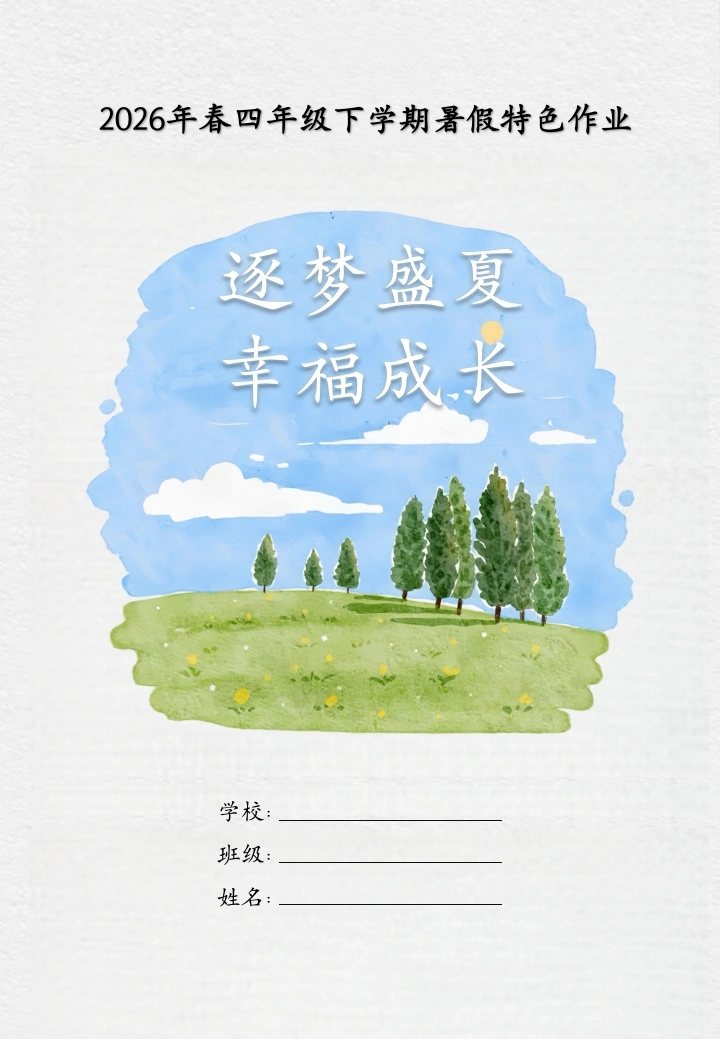 【四年级】下册暑假特色作业（修改版）：逐梦盛夏，幸福成长