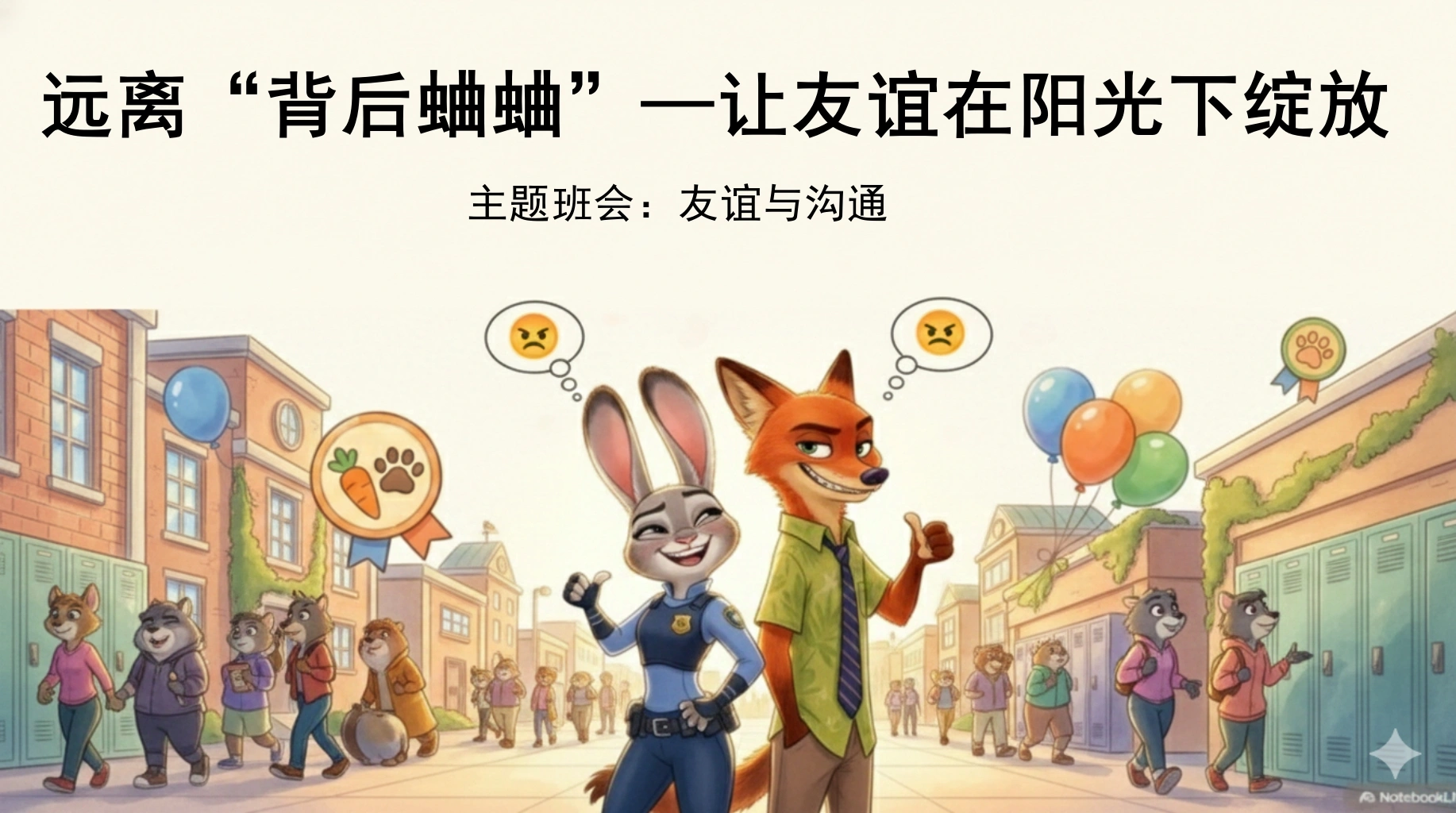【通用】【交友友谊】主题班会：远离背后蛐蛐_让友谊在阳光下绽放-疯狂动物城2主题