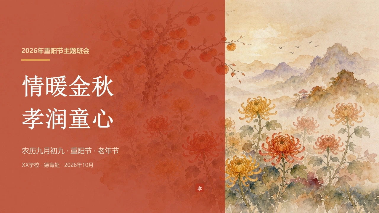 【通用】【传统节日】重阳节主题班会——情暖金秋，孝润童心
