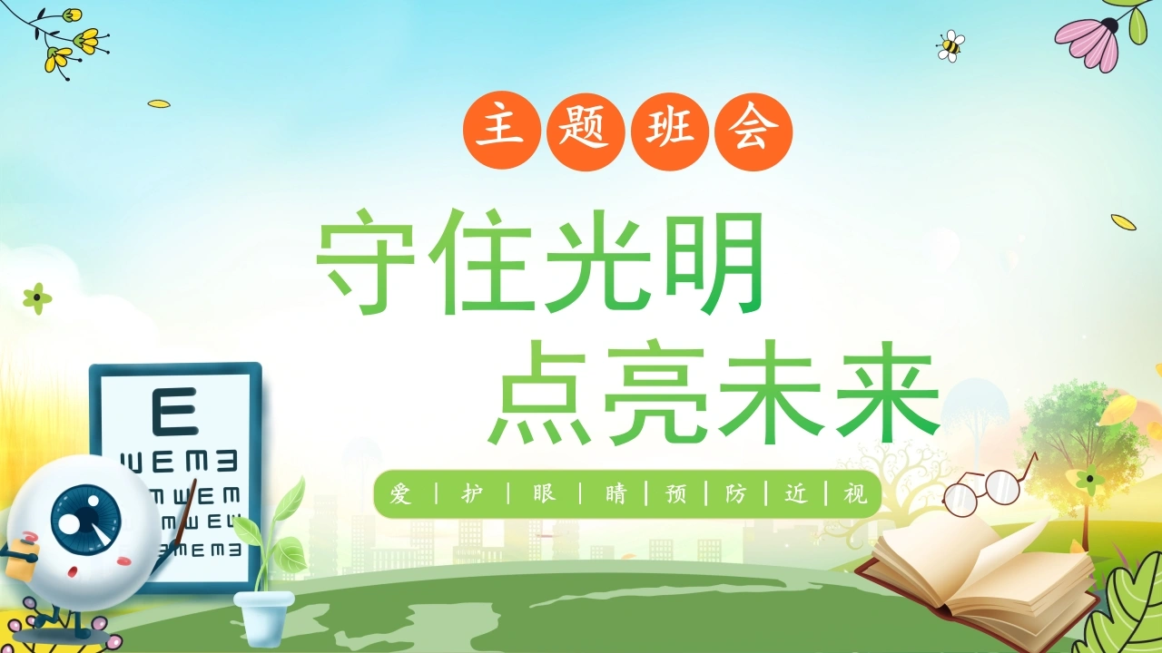 【通用】预防近视主题班会：守住光明点亮未来