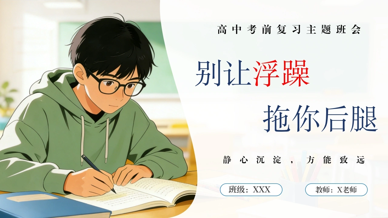 【高中】考前复习指导主题班会：别让浮躁拖你后腿