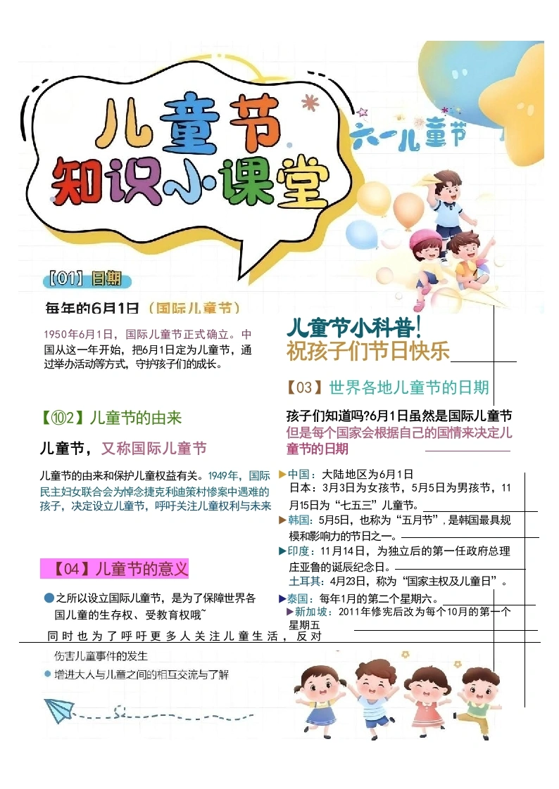 六一儿童节知识小课堂