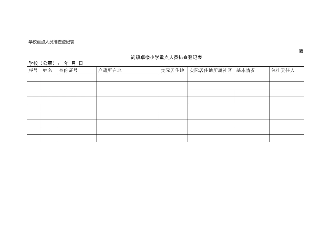 学校重点人员排查登记表-教务文库