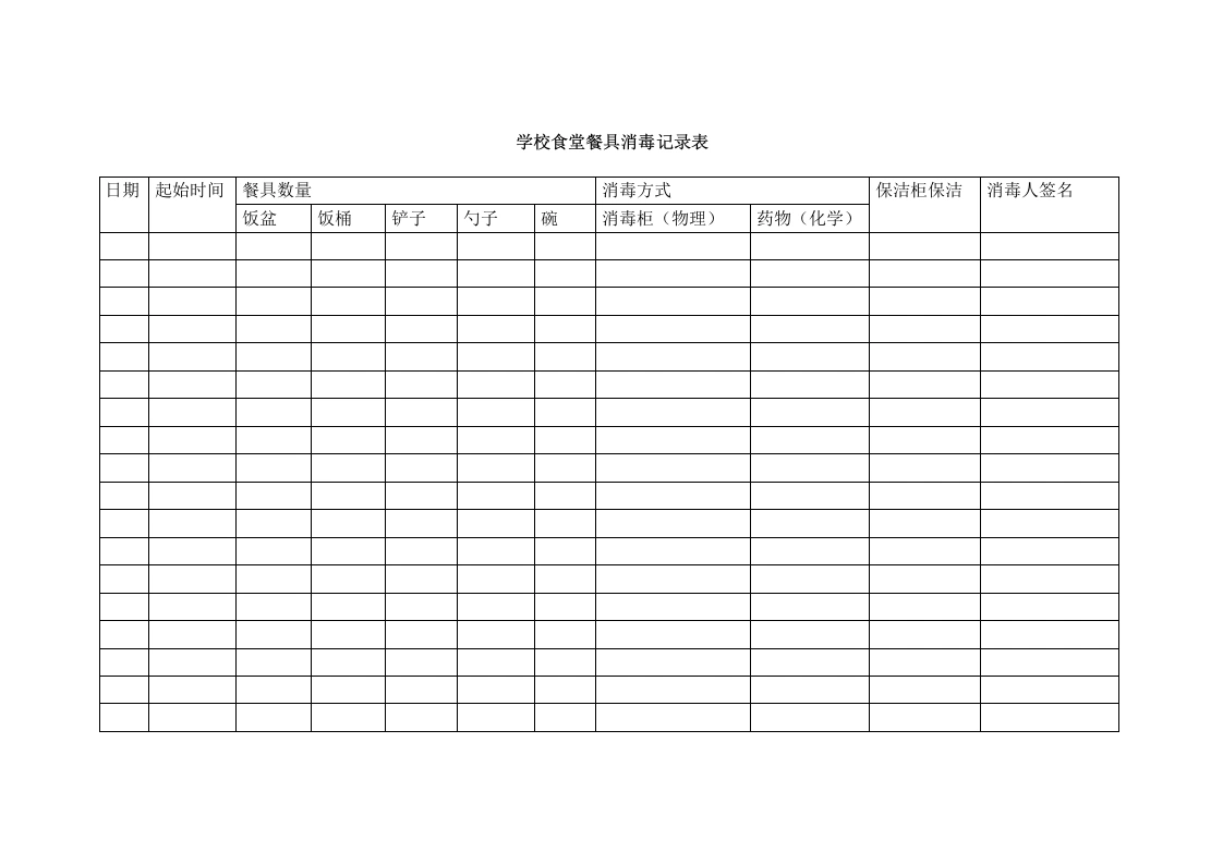 学校食堂餐具消毒记录表-教务文库