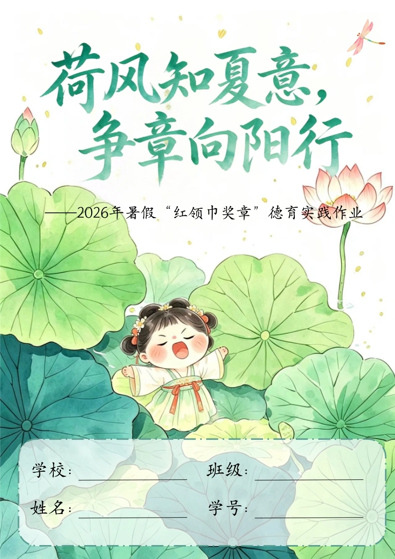 暑假红领巾奖章德育实践作业——荷风知夏意，争章向阳行-教务文库