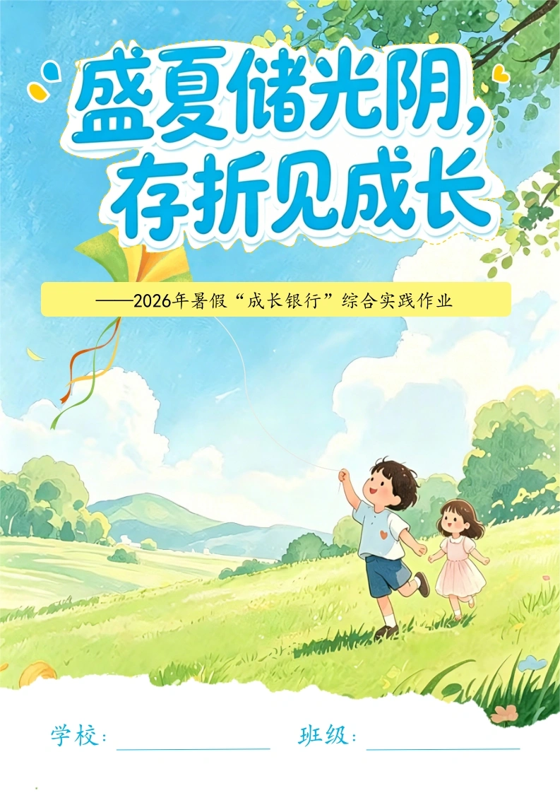 盛夏储光阴，存折见成长——2026年暑假“成长银行”综合实践作业