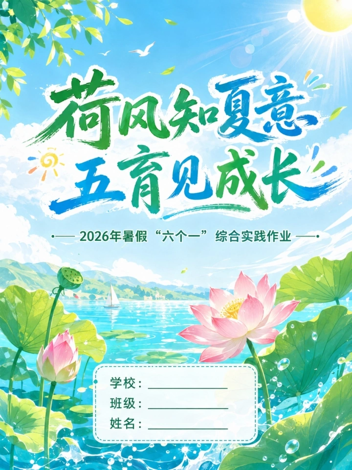 荷风知夏意，五育见成长——2026年暑假“六个一”综合实践作业ppt